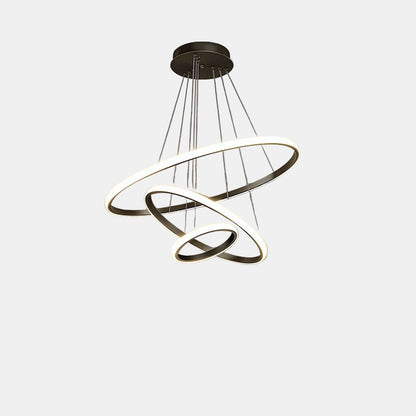 Lustre moderne à trois anneaux pour un intérieur élégant Lampe suspendue Electro Paris Noir