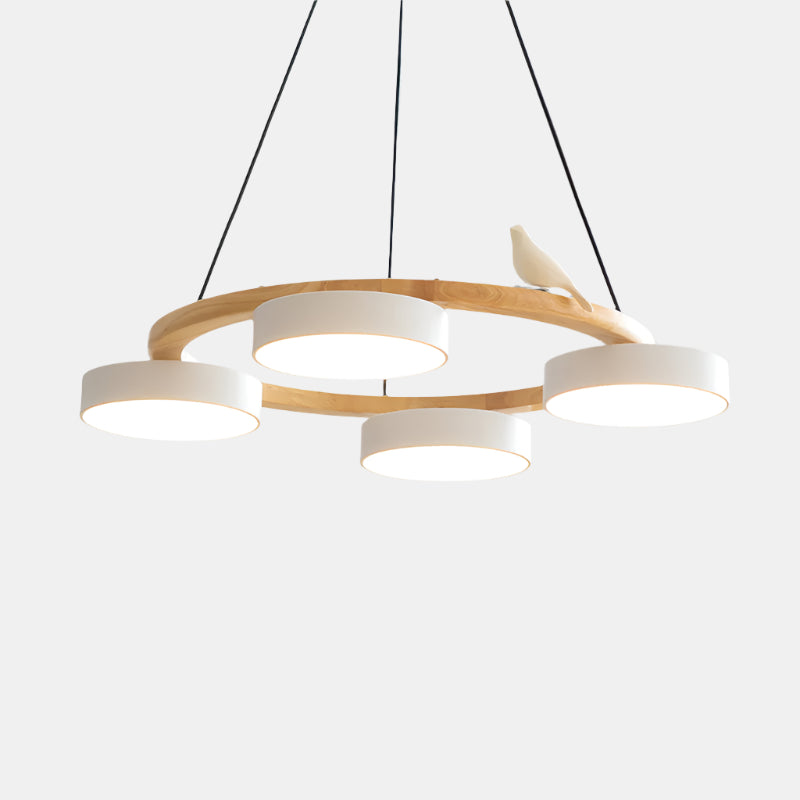 Lustre rond en forme d'oiseau au design inspiré de la nature Ceiling Lamp Electro Paris 4 Têtes Ø 65 cm x H 14 cm Blanc Lumière Chaude