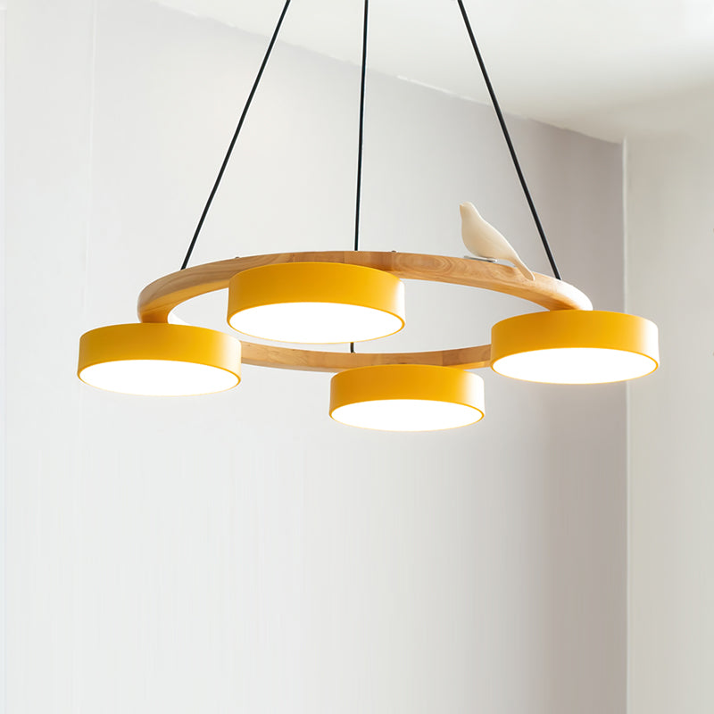 Lustre rond en forme d'oiseau au design inspiré de la nature Ceiling Lamp Electro Paris 4 Têtes Ø 65 cm x H 14 cm Jaune Lumière Chaude