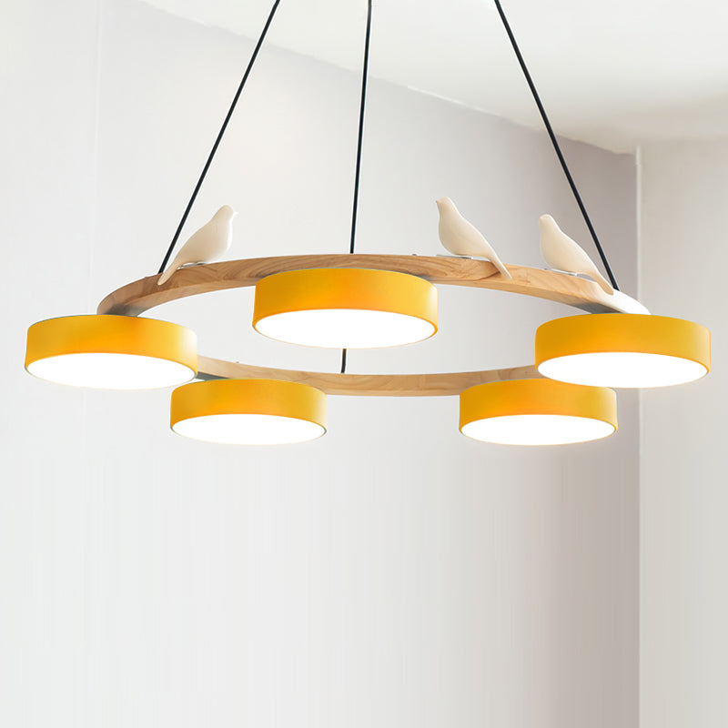 Lustre rond en forme d'oiseau au design inspiré de la nature Ceiling Lamp Electro Paris 5 Têtes Ø 72 cm x H 14 cm Jaune Lumière Chaude