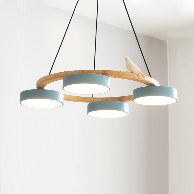 Lustre rond en forme d'oiseau au design inspiré de la nature Ceiling Lamp Electro Paris 4 Têtes Ø 65 cm x H 14 cm Bleu Lumière Chaude