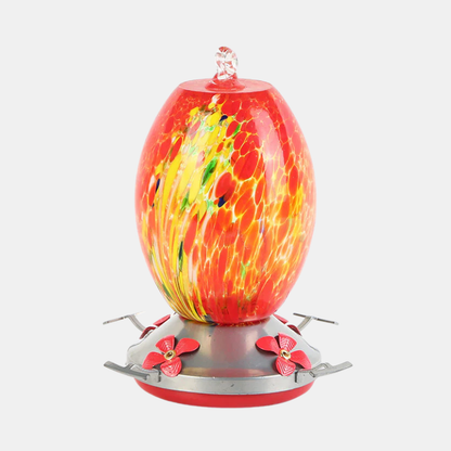 Mangeoire à Oiseaux en Verre Soufflé à la Main – Design Floral Coloré et Élégant pour Jardin Mangeoires pour oiseaux Electro Paris Orange
