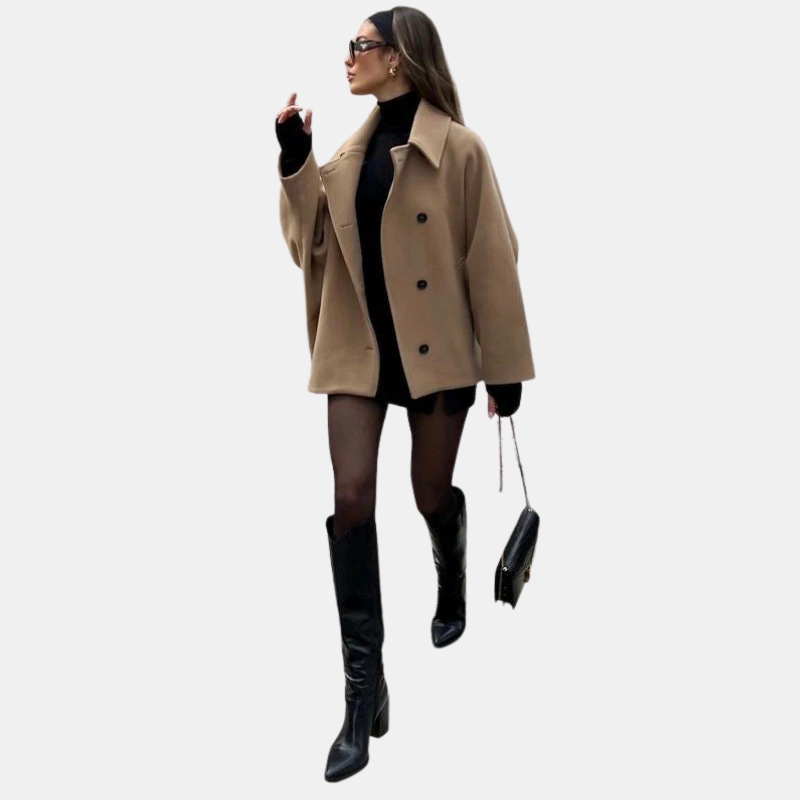 Manteau Hiver Femme Oversized en Laine Douce avec Poches – Élégance Décontractée pour les Jours Frais Manteaux et vestes Electro Paris Beige marron XS