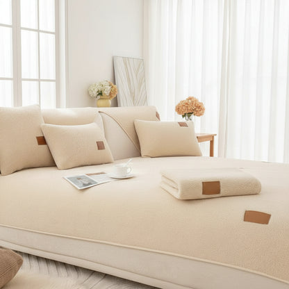 Housse De Canapé Élégante Et Rembourrée Avec Protection Contre L’Usure Et Anti-Dérapante Sofa Cover Electro Paris Beige 45x45cm Taies d'oreiller