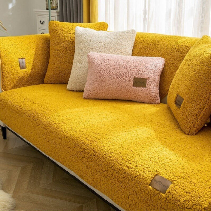 Housse De Canapé Élégante Et Rembourrée Avec Protection Contre L’Usure Et Anti-Dérapante Sofa Cover Electro Paris Jaune 45x45cm Taies d'oreiller