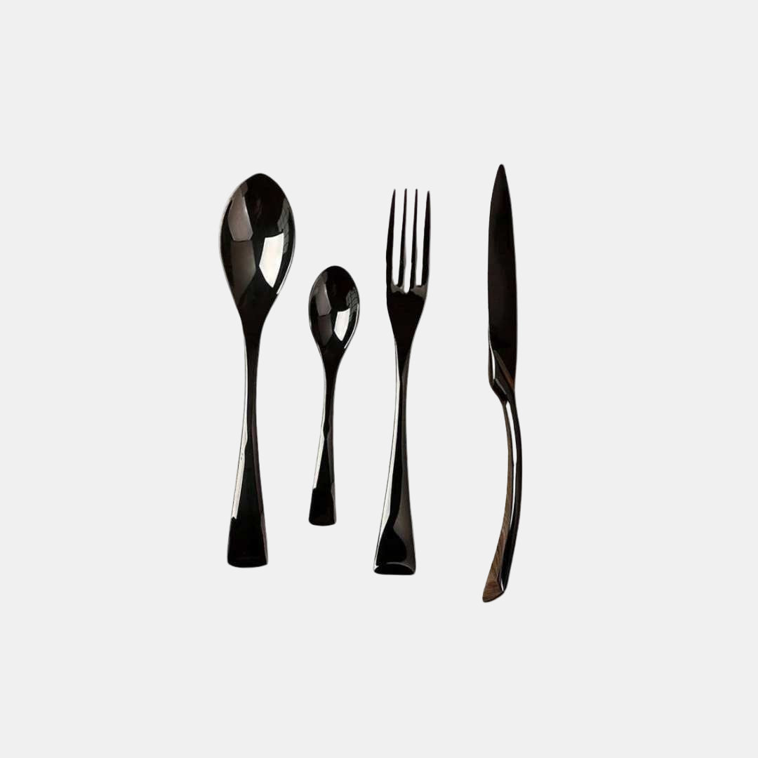 Ménagère en Acier Inoxydable Noir – Couverts de Table Élégants pour Dîner Couverts Electro Paris 24 pièces