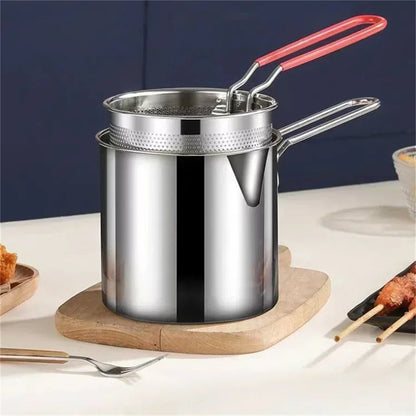 Friteuse en Acier Inoxydable avec Égouttoir – Pot de 1200ml avec Thermomètre pour Cuisine Petits appareils de cuisine Electro Paris