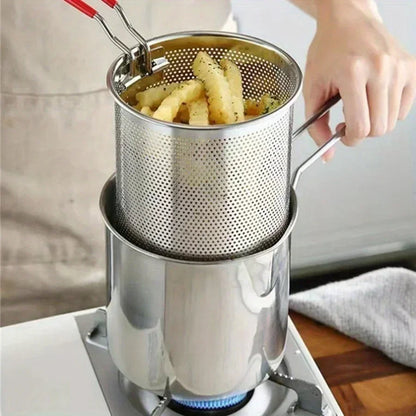 Friteuse en Acier Inoxydable avec Égouttoir – Pot de 1200ml avec Thermomètre pour Cuisine Petits appareils de cuisine Electro Paris