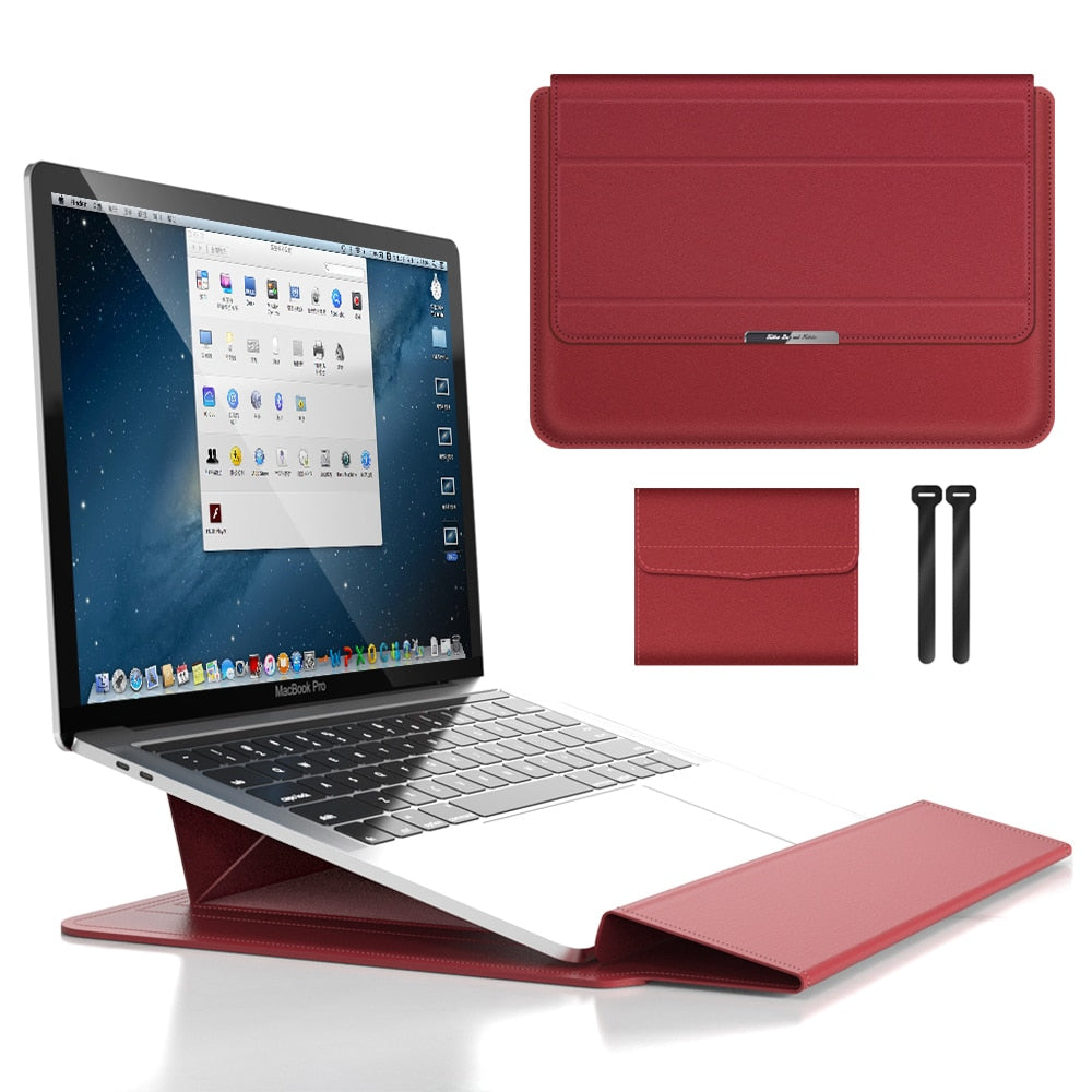 Housse Pour Ordinateur Portable Étanche Résistante Aux Chocs Avec Support Intégré Multifonctionnel Laptop stand Electro Paris Rouge 14 pouces