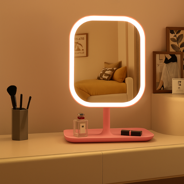 Miroir LED Tactile – Éclairage Idéal pour un Maquillage Parfait Makeup Mirrors Electro Paris Rose