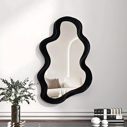 Miroir Mural Artistique avec Bord Ondulé 40x26 cm pour Décoration Moderne Miroirs Electro Paris Vague - Noir