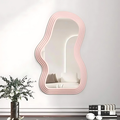Miroir Mural Artistique avec Bord Ondulé 40x26 cm pour Décoration Moderne Miroirs Electro Paris Ondulé - Rose