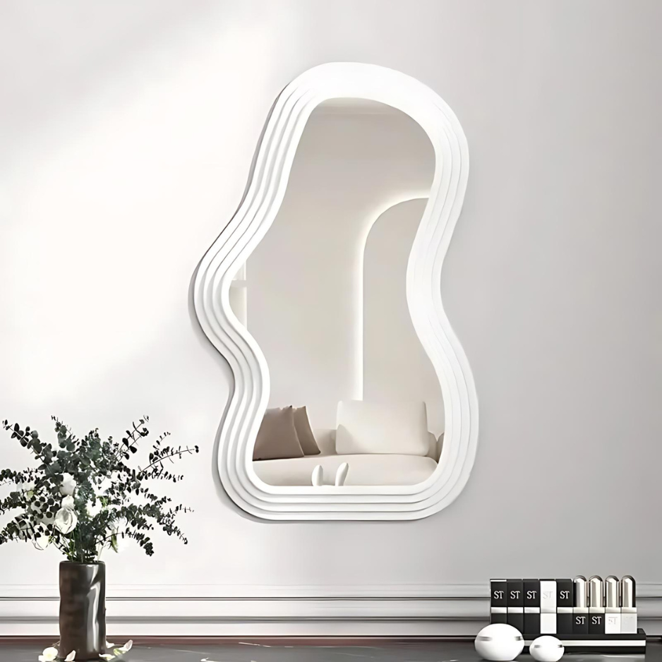 Miroir Mural Artistique avec Bord Ondulé 40x26 cm pour Décoration Moderne Miroirs Electro Paris Ondulé - Blanc