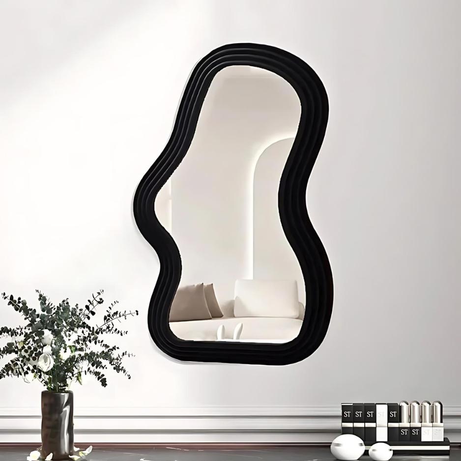 Miroir Mural Artistique avec Bord Ondulé 40x26 cm pour Décoration Moderne Miroirs Electro Paris Ondulé - Noir