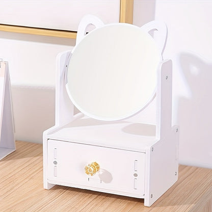 Miroir de Maquillage Mignon Oreilles de Chat avec Plateau – Miroir de Courtoisie Rotatif de Table Miroirs Electro Paris