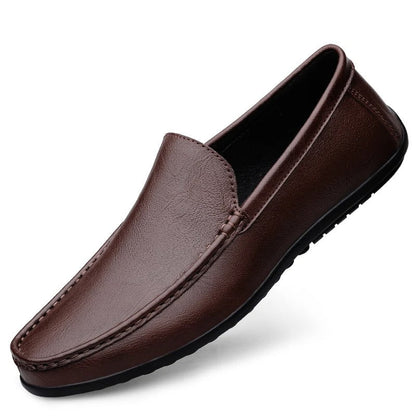 Élégantes loafers en cuir véritable avec fonction massage Chaussures pour hommes Electro Paris Marron 38
