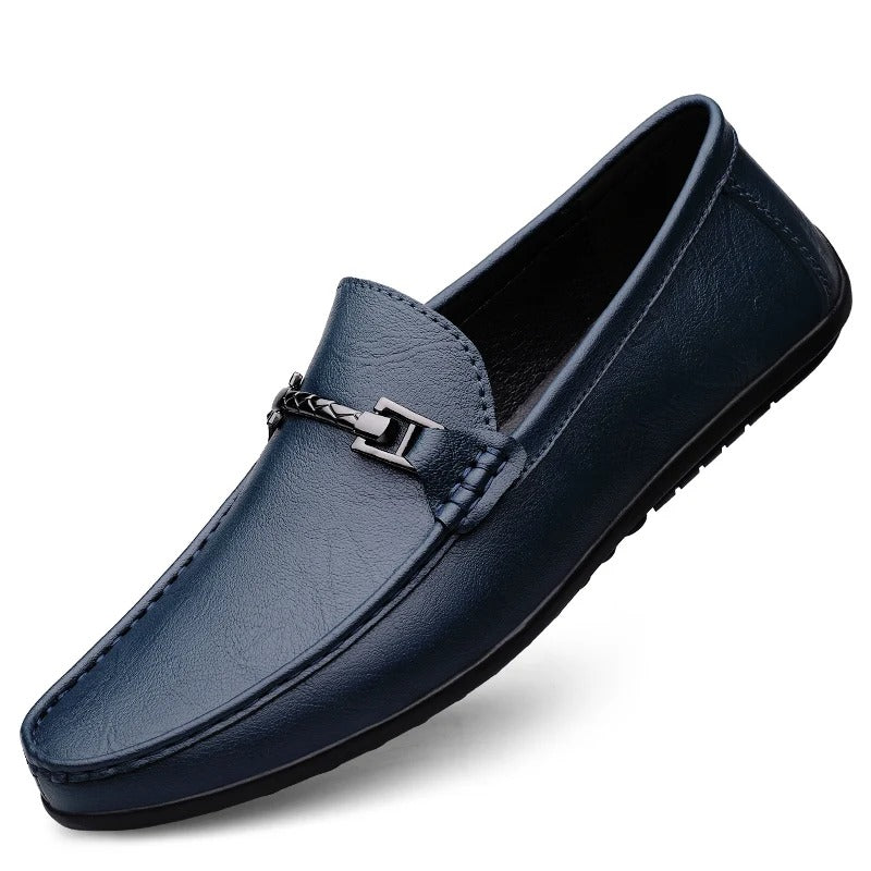 Élégantes loafers en cuir véritable avec fonction massage Chaussures pour hommes Electro Paris Bleu 2 38