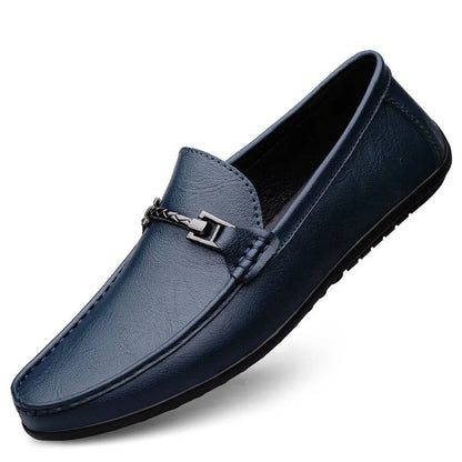 Élégantes loafers en cuir véritable avec fonction massage Chaussures pour hommes Electro Paris Bleu 2 38