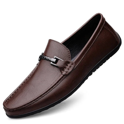 Élégantes loafers en cuir véritable avec fonction massage Chaussures pour hommes Electro Paris Marron 2 38