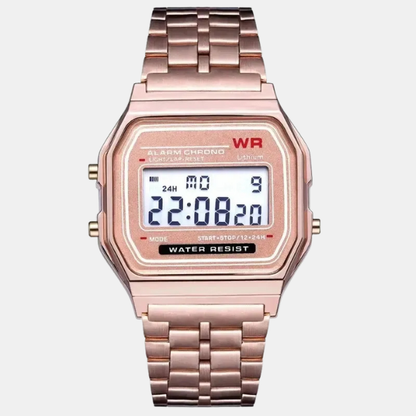 Montre Numérique Sportive LED Premium – Bracelet Acier, Élégance et Performance Quotidienne LED Digital Sports Watch Electro Paris Doré Rose