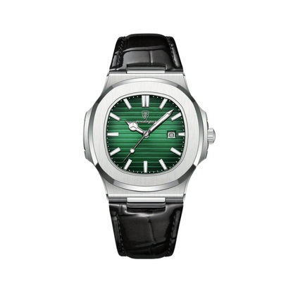 Montre Squelette Automatique pour Homme – Montre Mécanique à Remontage Automatique avec Bracelet en Cuir Montres Electro Paris Vert / Noir
