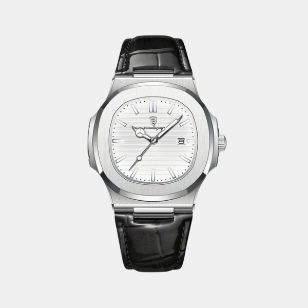 Montre Squelette Automatique pour Homme – Montre Mécanique à Remontage Automatique avec Bracelet en Cuir Montres Electro Paris Blanc