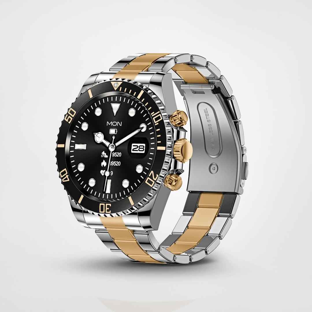 Montre Connectée de Suivi de Santé – Moniteur d'Activité avec Fréquence Cardiaque et Pression Artérielle Technologie portable Electro Paris Noir/Or