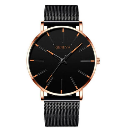 Montre d'Affaires Ultra-Fine pour Homme – Montre à Quartz Minimaliste avec Bracelet en Maille Montres Electro Paris Rose Orange
