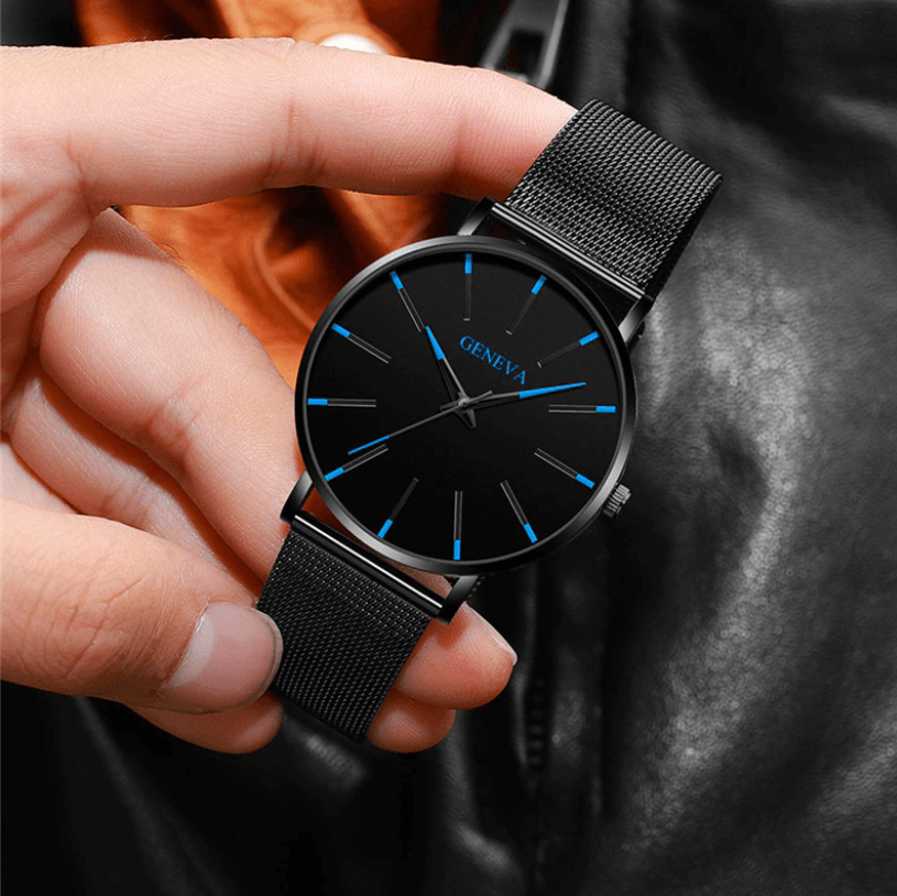 Montre d'Affaires Ultra-Fine pour Homme – Montre à Quartz Minimaliste avec Bracelet en Maille Montres Electro Paris