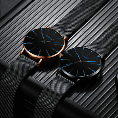 Montre d'Affaires Ultra-Fine pour Homme – Montre à Quartz Minimaliste avec Bracelet en Maille Montres Electro Paris