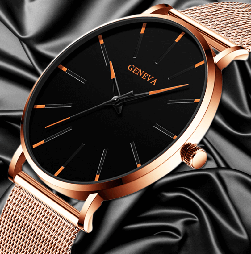 Montre d'Affaires Ultra-Fine pour Homme – Montre à Quartz Minimaliste avec Bracelet en Maille Montres Electro Paris