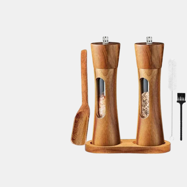 Moulin Électrique en Bois pour Sel et Poivre – Élégant et Fonctionnel avec Noyau en Céramique Młynki do przypraw Electro Paris 1 Ensemble