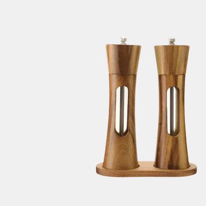 Moulin Électrique en Bois pour Sel et Poivre – Élégant et Fonctionnel avec Noyau en Céramique Młynki do przypraw Electro Paris 3 Pièces Avec Support