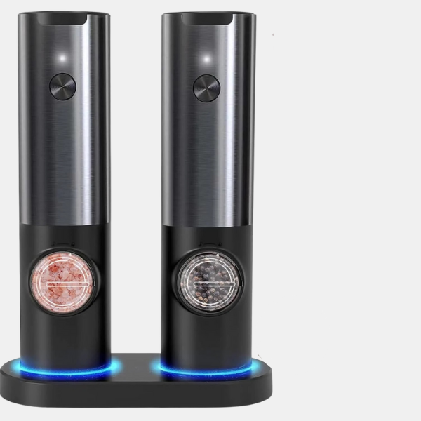 Moulins à Sel et Poivre Électriques Rechargeables **Oplaadbare Elektrische Zout- en Pepermolen Set Electro Paris Noir