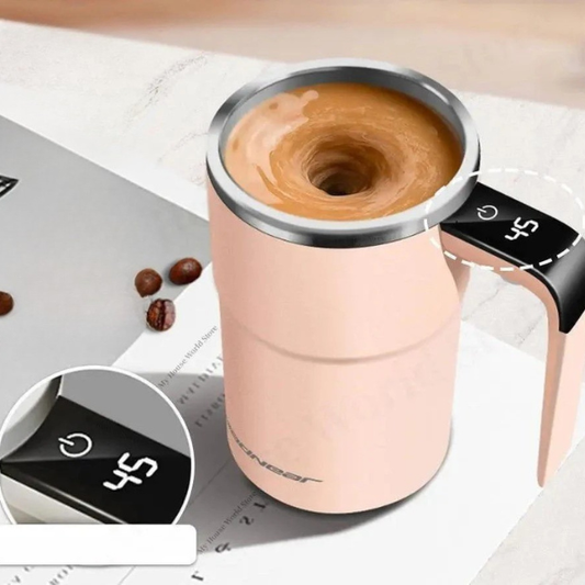 Mug Auto-Mélangeant Rechargeable – Café et Boissons Instantanées Electro Paris Rose