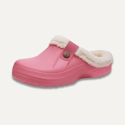 Mules Sabots en Daim pour Femme – Chaussons Fourrés en Sherpa pour Intérieur et Extérieur Chaussons Electro Paris Rose Clair 36