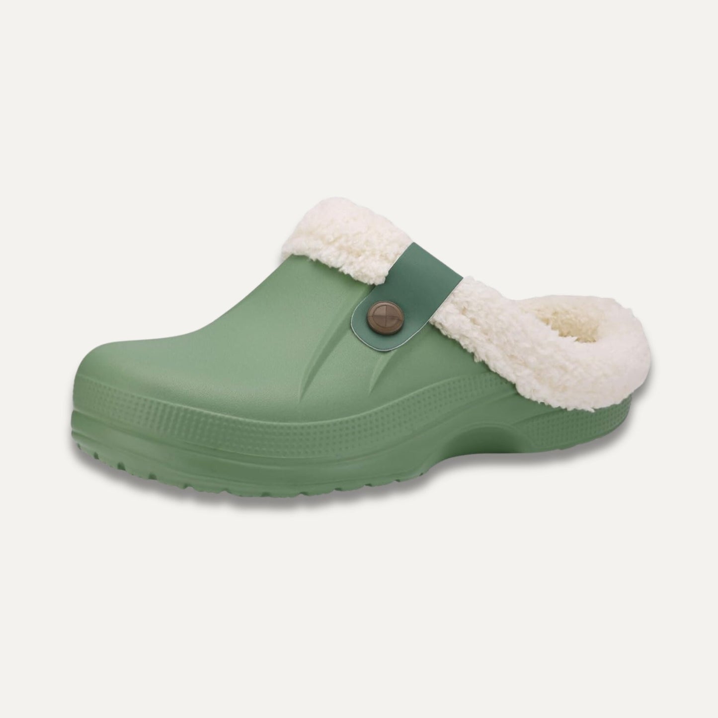 Mules Sabots en Daim pour Femme – Chaussons Fourrés en Sherpa pour Intérieur et Extérieur Chaussons Electro Paris Vert Clair 36