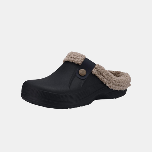 Mules Sabots en Daim pour Femme – Chaussons Fourrés en Sherpa pour Intérieur et Extérieur Chaussons Electro Paris Marron Noir 36