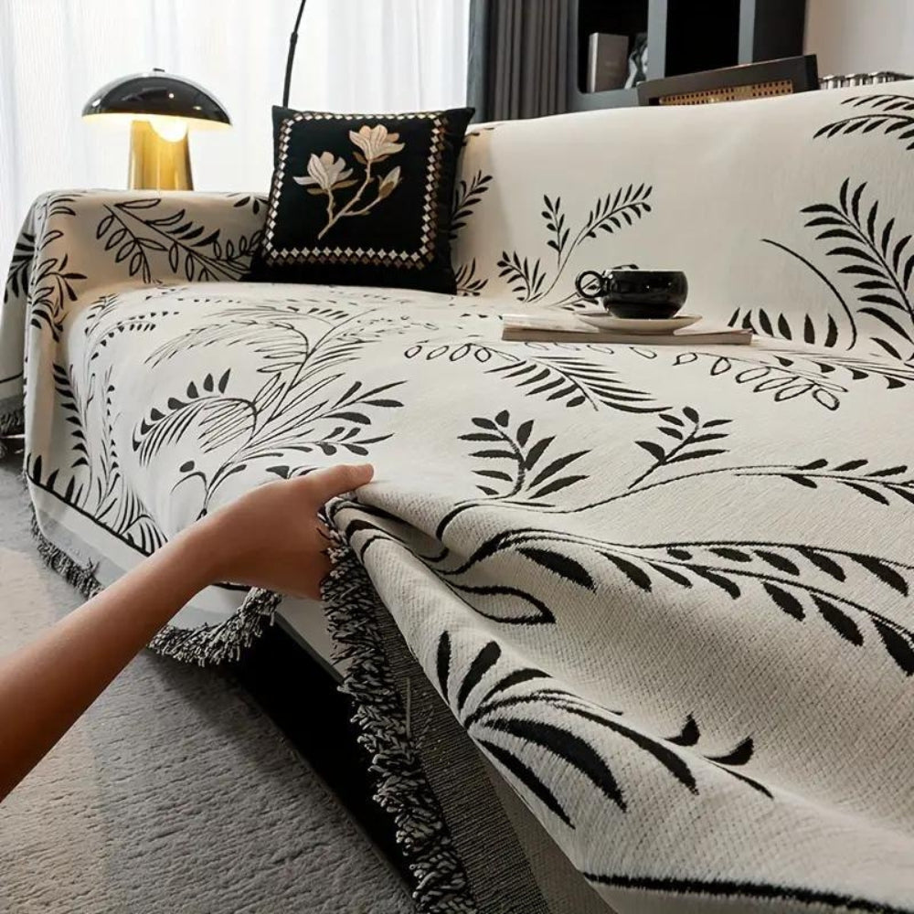 Housse de Canapé en Chenille Naturelle – Élégance Terreuse et Confort Raffiné Sofa Cover Electro Paris Black 180x260cm