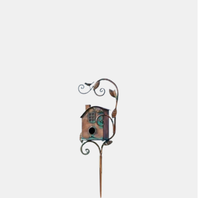 Nichoir en Métal sur Tige pour Jardin Electro Paris Maison avec cheminée et fenêtre
