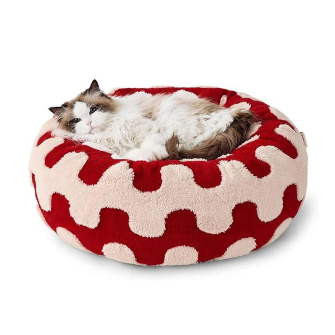 Quality Round Donut Dog Bed – Lit Rond Douillet Pour Chiens Et Chats Pour Détente Ultime Et Confort Apaisant Quality Round Donut Dog Bed Electro Paris Rouge S