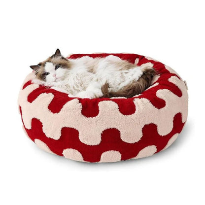 Quality Round Donut Dog Bed – Lit Rond Douillet Pour Chiens Et Chats Pour Détente Ultime Et Confort Apaisant Quality Round Donut Dog Bed Electro Paris Rouge S