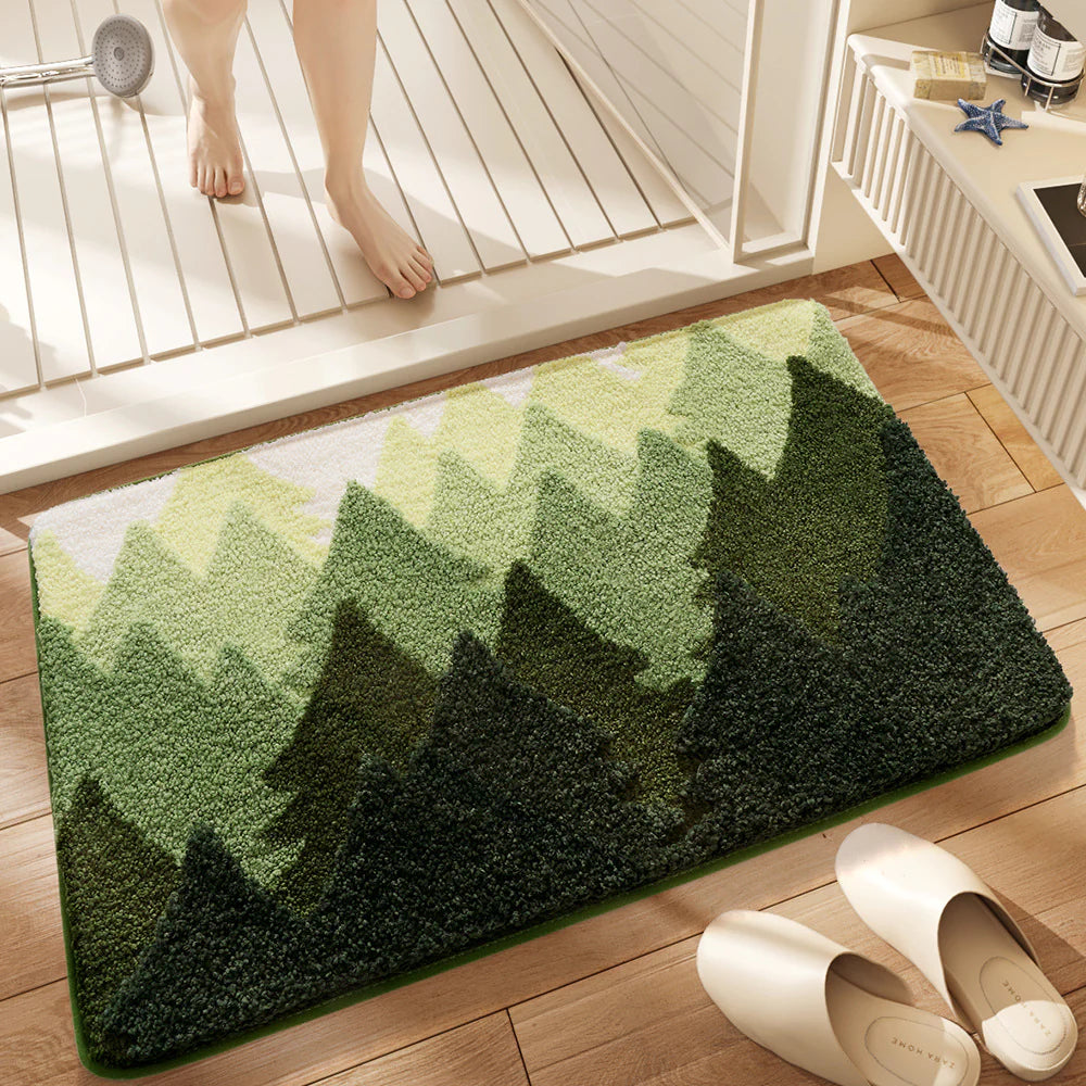 Tapis de Salle de Bain Naturel Doux et Antidérapant – Confort, Design Élégant et Séchage Rapide Éclairage Electro Paris Vert