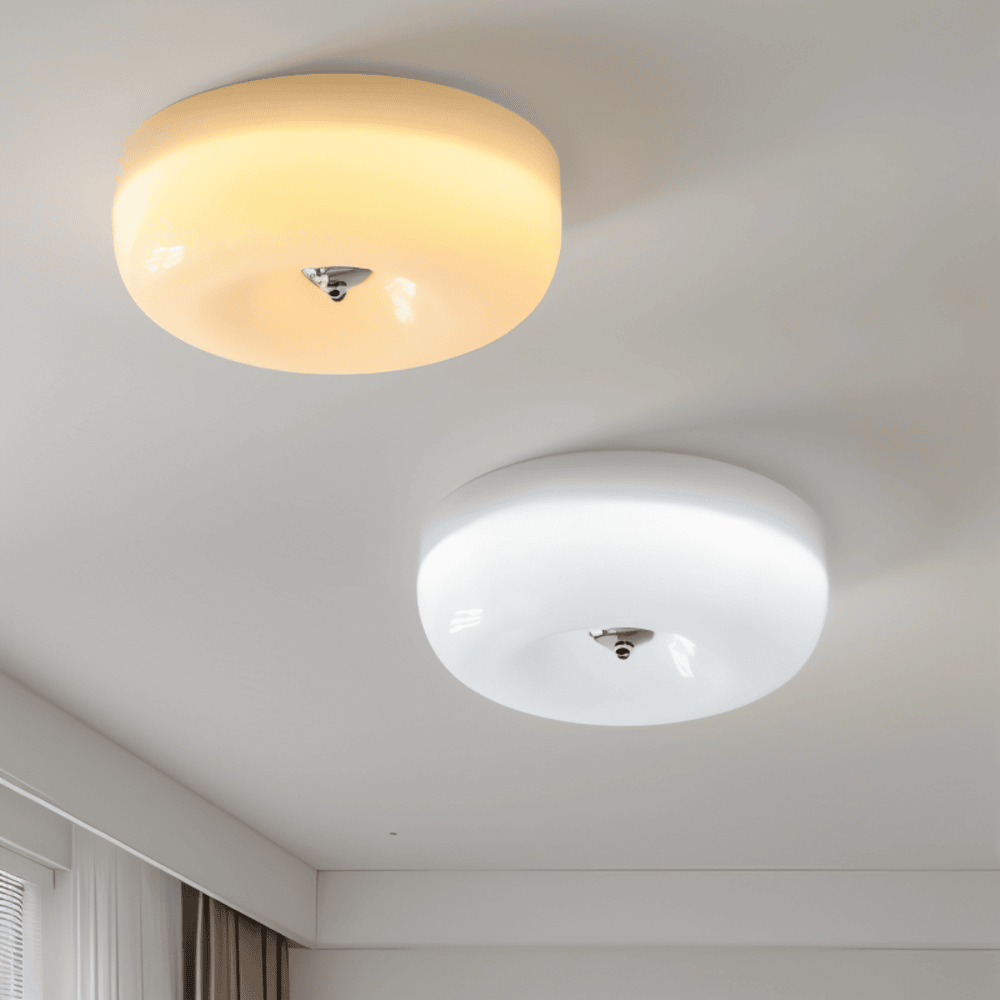 Plafonnier Donut – Élégance Scandinave Moderne en Verre Blanc pour Chambre et Salon Ceiling Light Electro Paris
