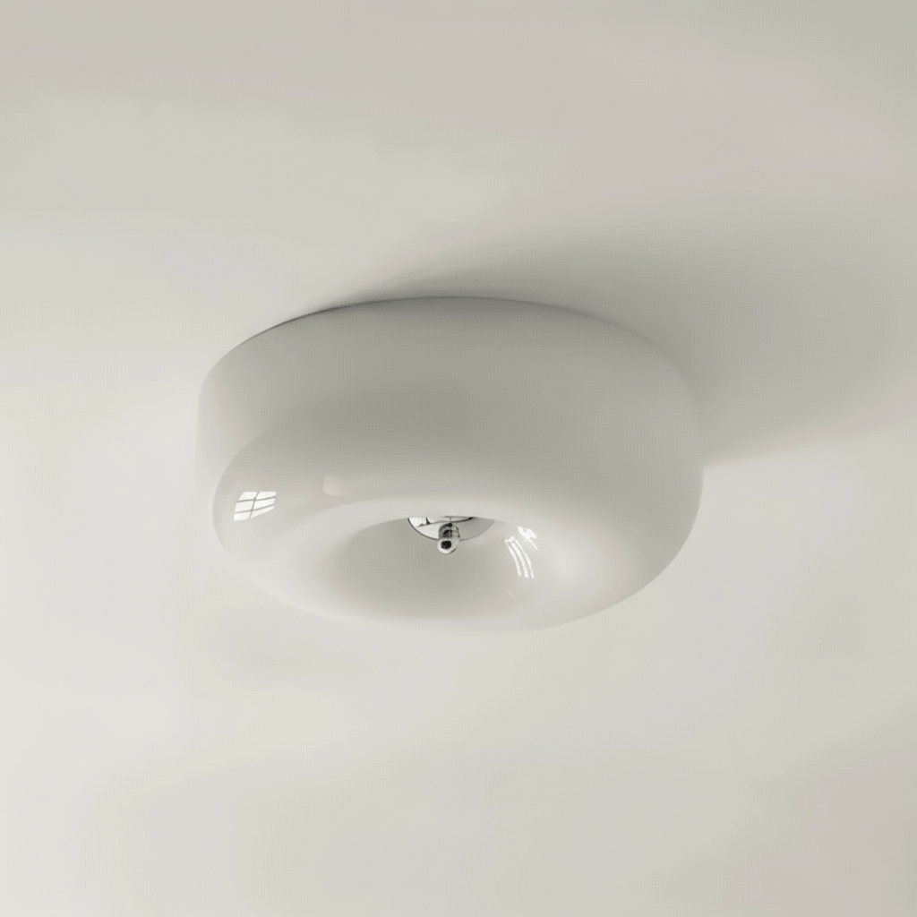 Plafonnier Donut – Élégance Scandinave Moderne en Verre Blanc pour Chambre et Salon Ceiling Light Electro Paris