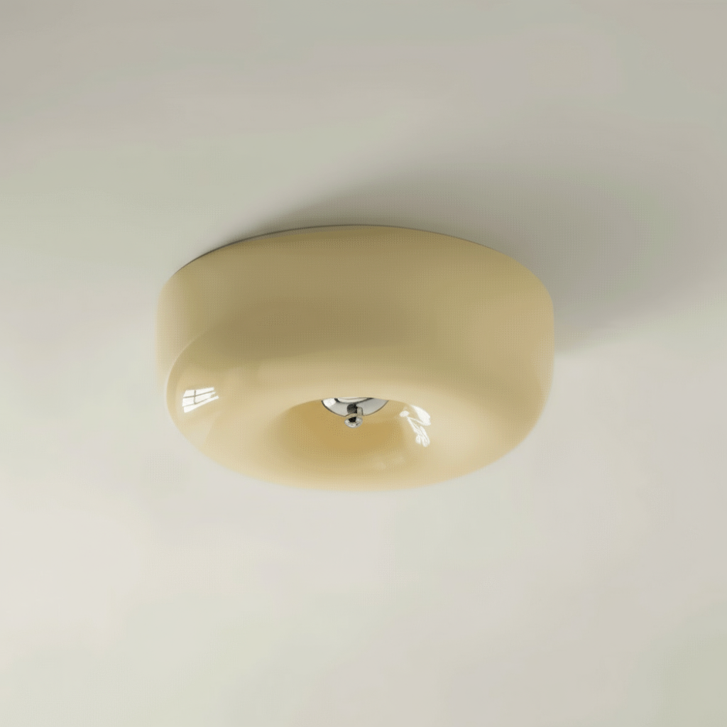 Plafonnier Donut – Élégance Scandinave Moderne en Verre Blanc pour Chambre et Salon Ceiling Light Electro Paris Jaune 32cm