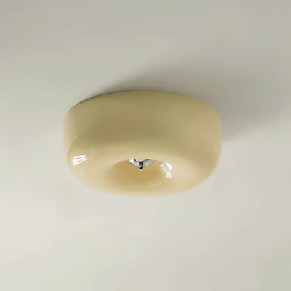Plafonnier Donut – Élégance Scandinave Moderne en Verre Blanc pour Chambre et Salon Ceiling Light Electro Paris Jaune 32cm