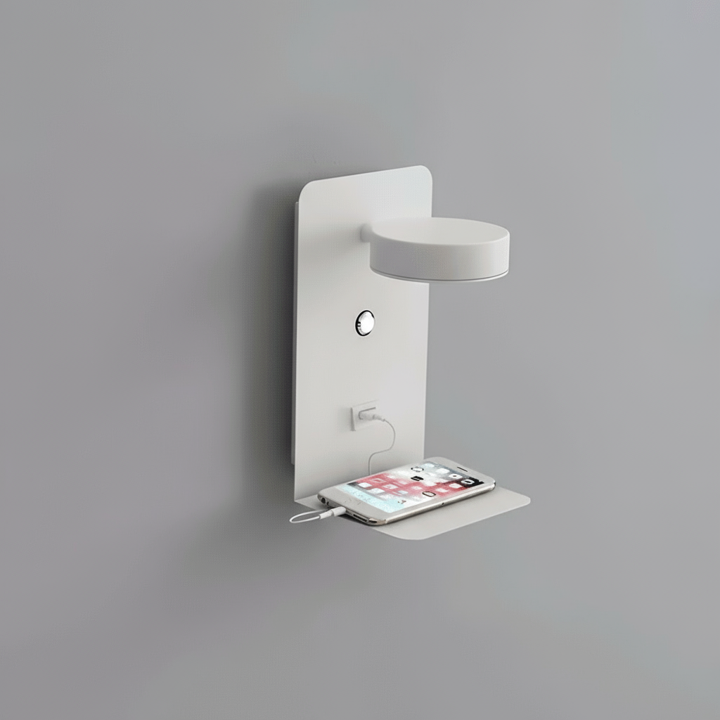 Applique Murale LED Moderne Avec USB Et Étagère En Aluminium
