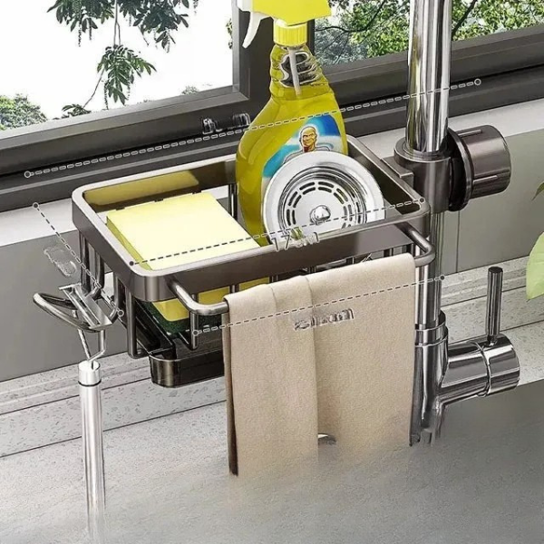 Organisateur d’Évier en Aluminium – Rangement Moderne et Pratique Electro Paris Gris