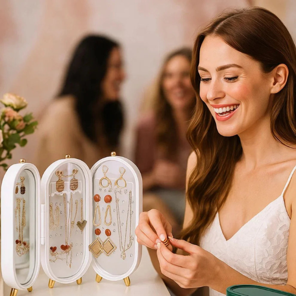 Organisateur de Bijoux Pliable – Rangement Élégant pour Boucles d’Oreilles, Colliers et Bagues Electro Paris